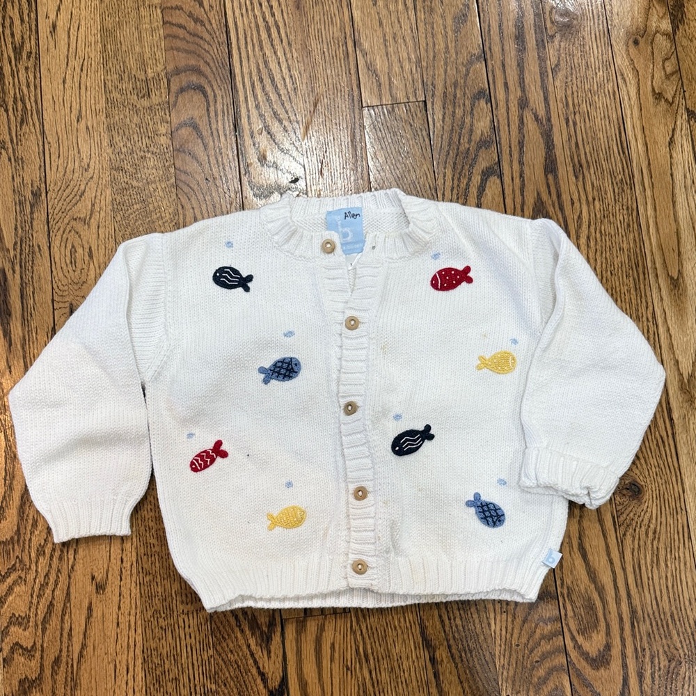 White Bella Bliss Fish Cardigan size 3